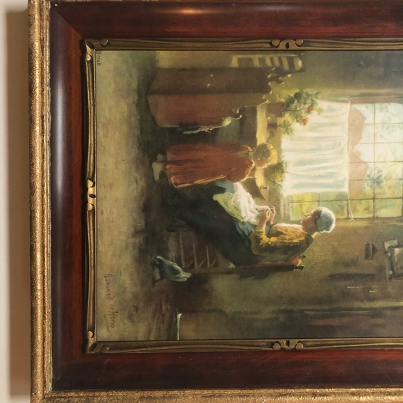 vintage print "the busy mother" Bernarde de Hoog (1867-1943) wood framed - Picture 6 of 9